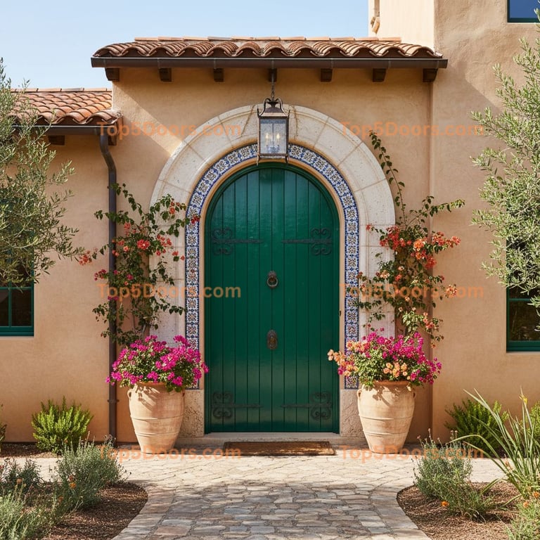 green front door mediterranean Door
