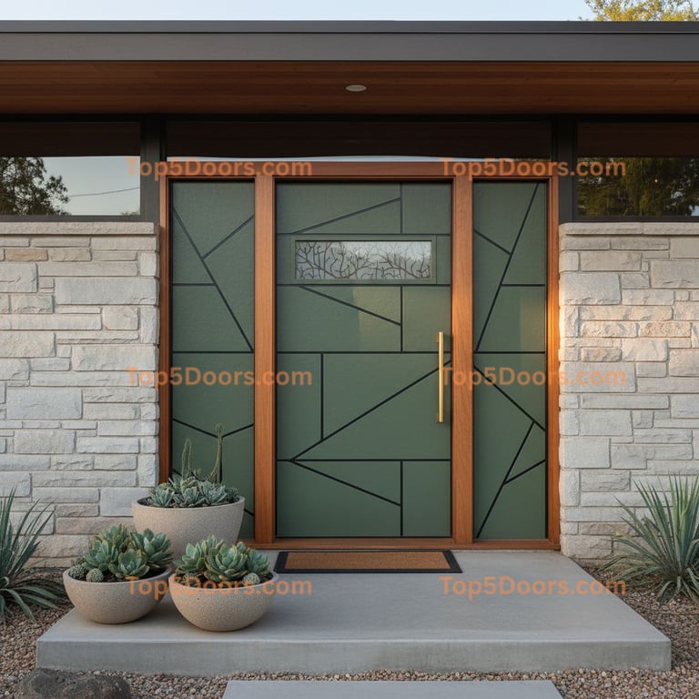 green front door mid-century modern Door