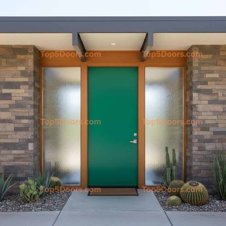 green front door mid-century modern Door