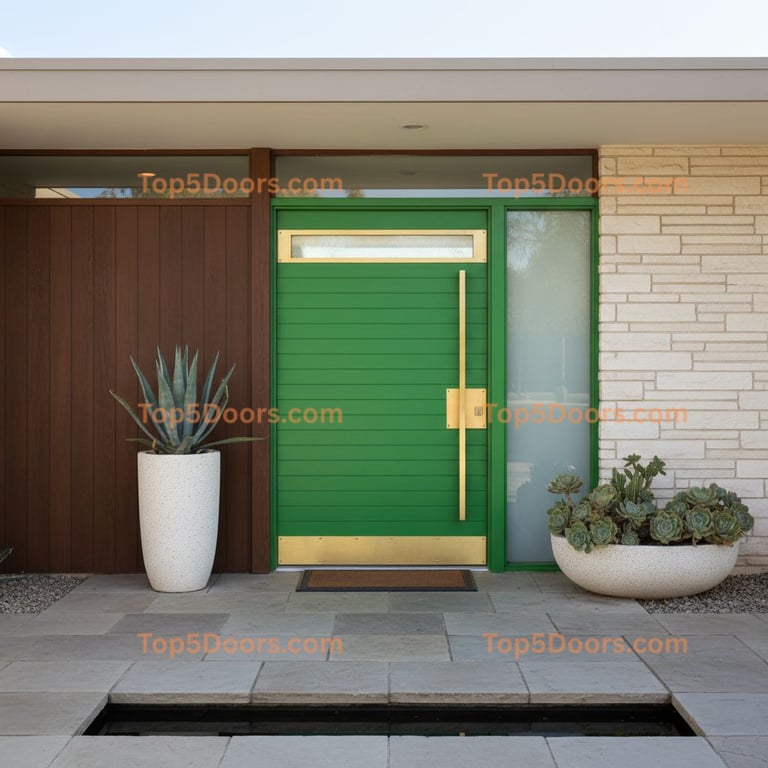 green front door mid-century modern Door