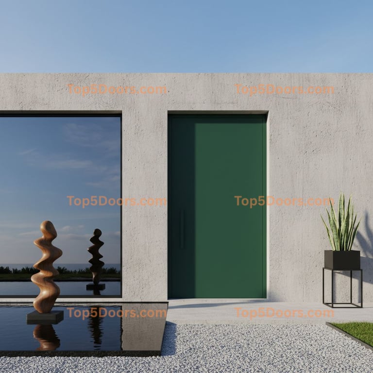 green front door minimalist Door
