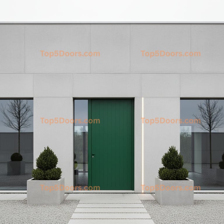 green front door minimalist Door