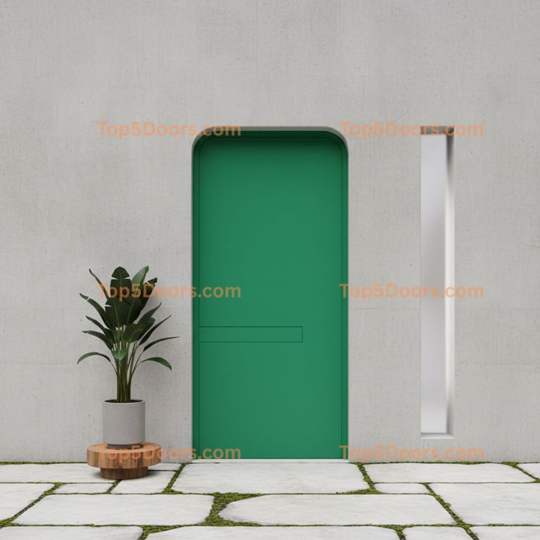 green front door minimalist Door