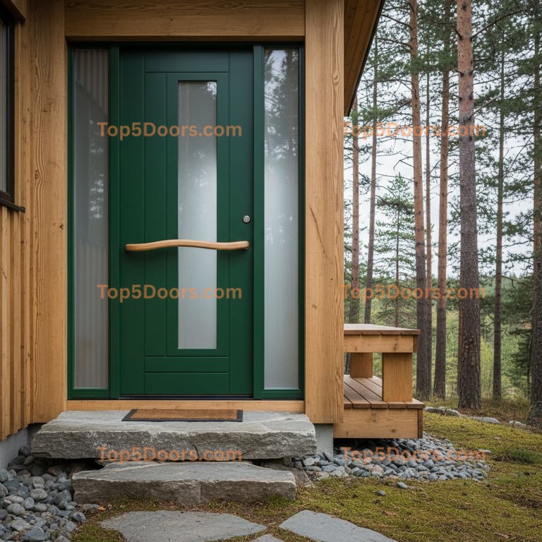 green front door scandinavian Door
