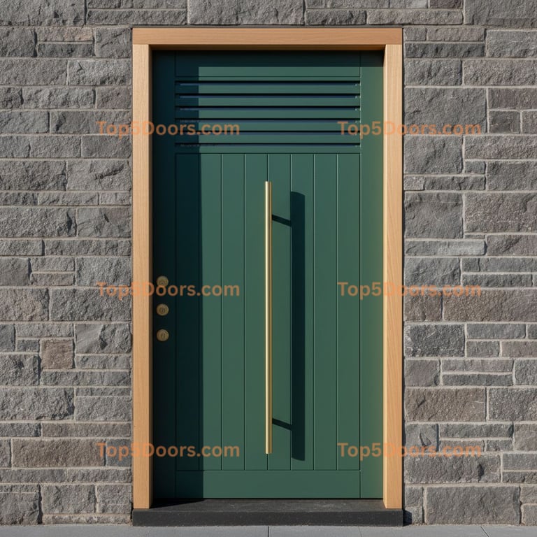 green front door scandinavian Door