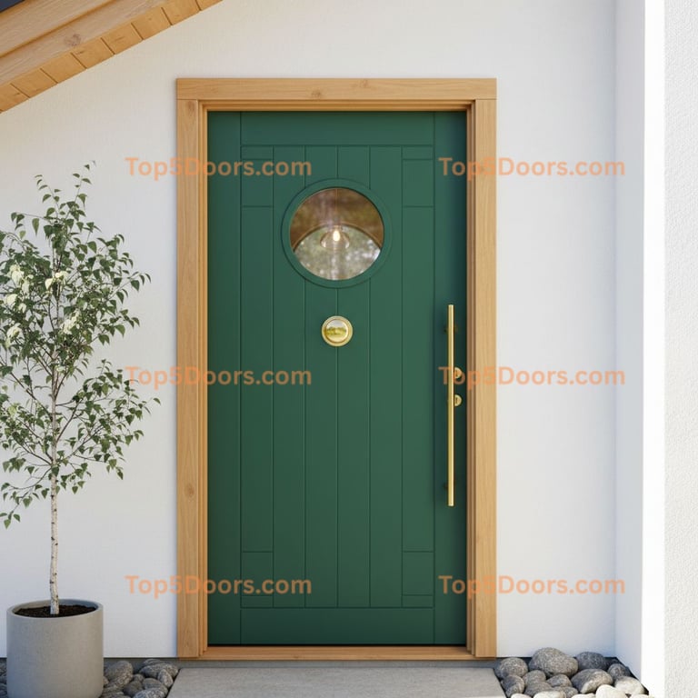 green front door scandinavian Door