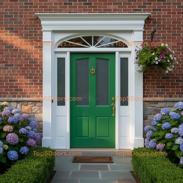 green front door traditional american Door