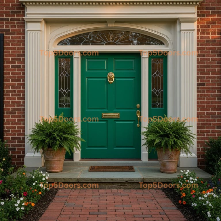 green front door traditional american Door