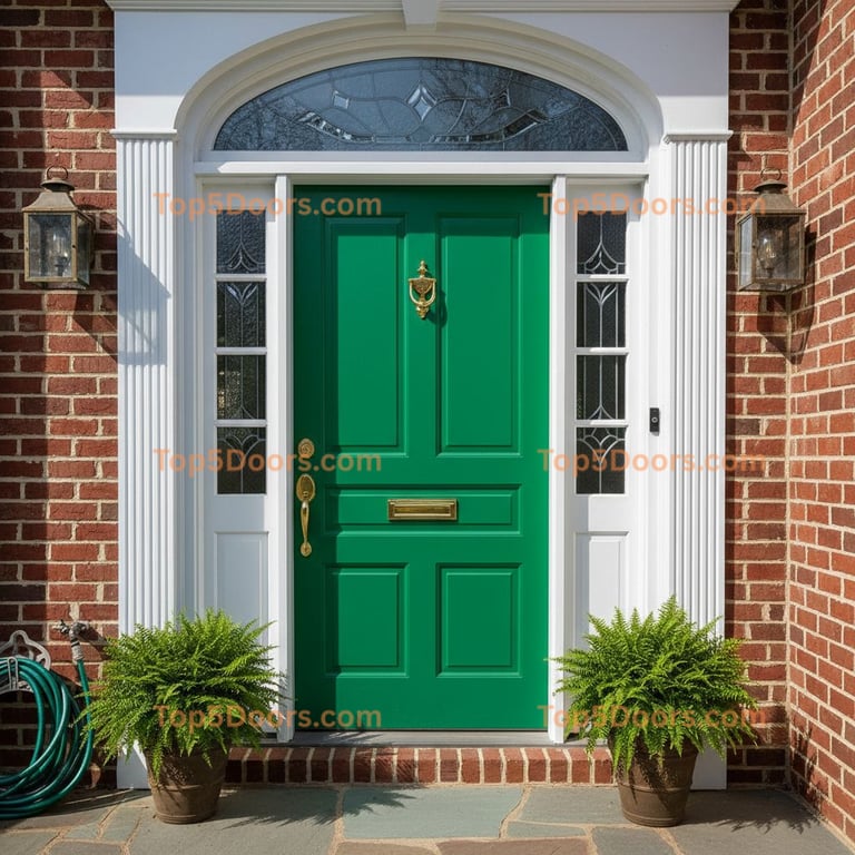 green front door traditional american Door