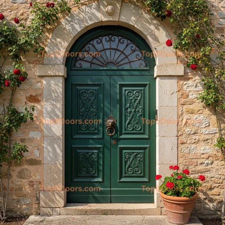 green front door tuscan Door