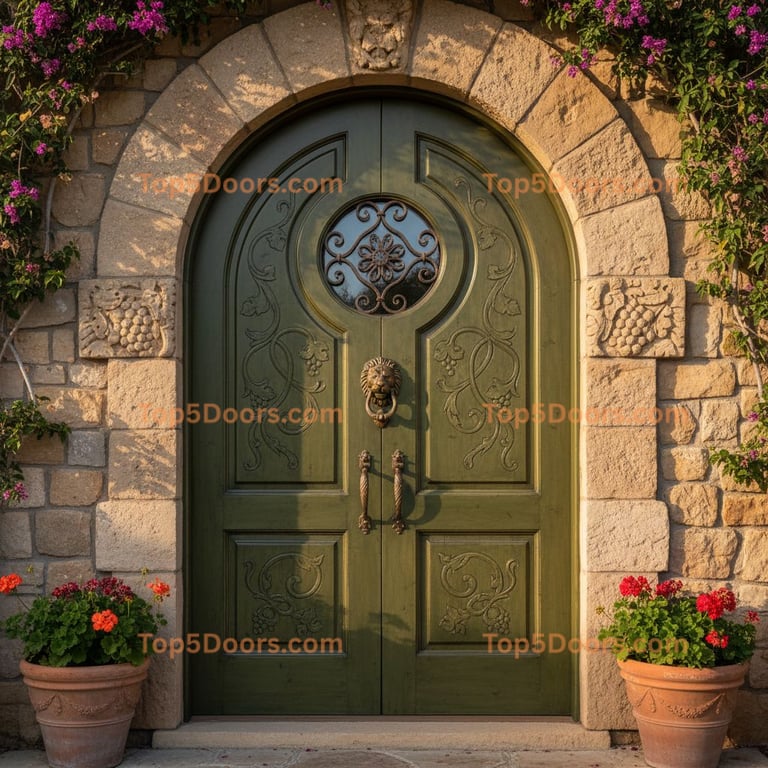 green front door tuscan Door