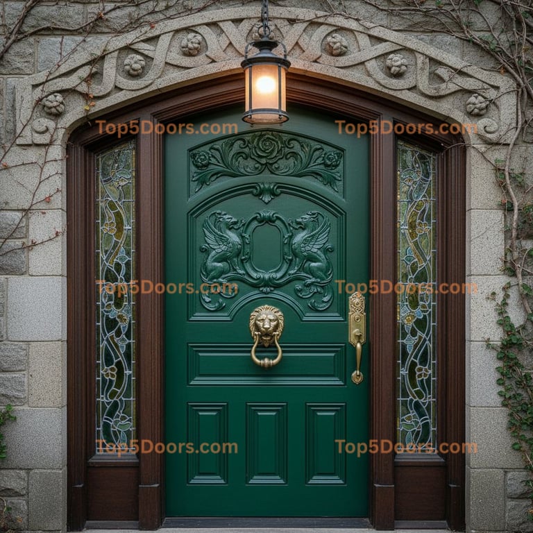 green front door victorian Door