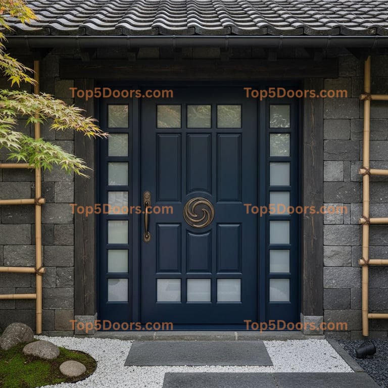 navy blue front door japanese zen Door