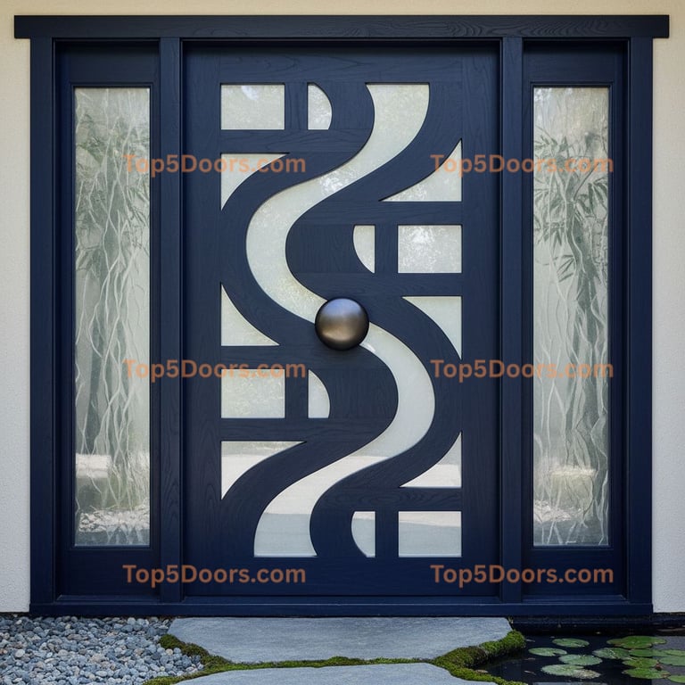 navy blue front door japanese zen Door