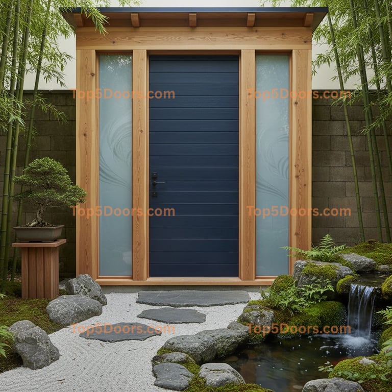 navy blue front door japanese zen Door