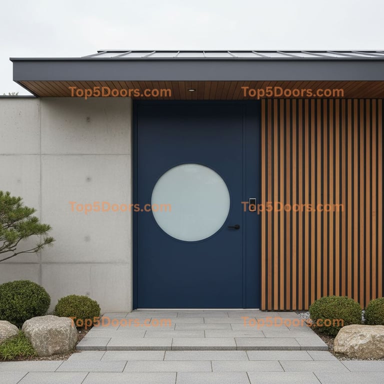 navy blue front door korean modern Door