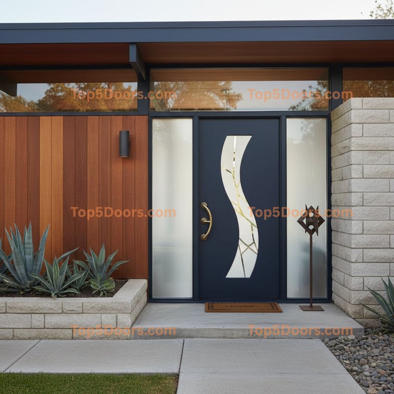 navy blue front door mid-century modern Door