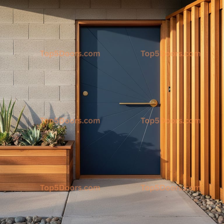 navy blue front door mid-century modern Door