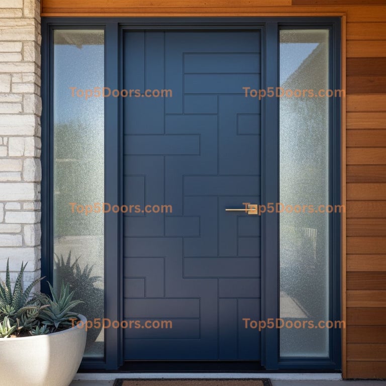 navy blue front door mid-century modern Door