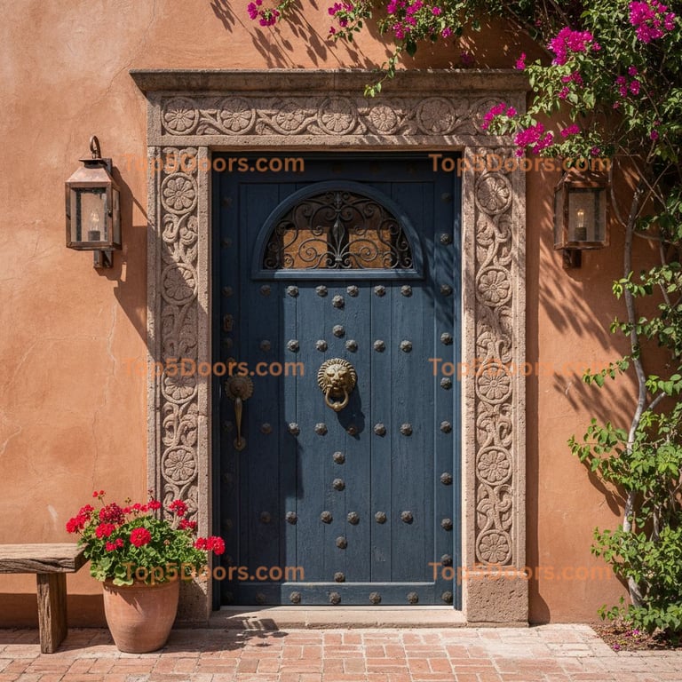 navy blue front door spanish colonial Door