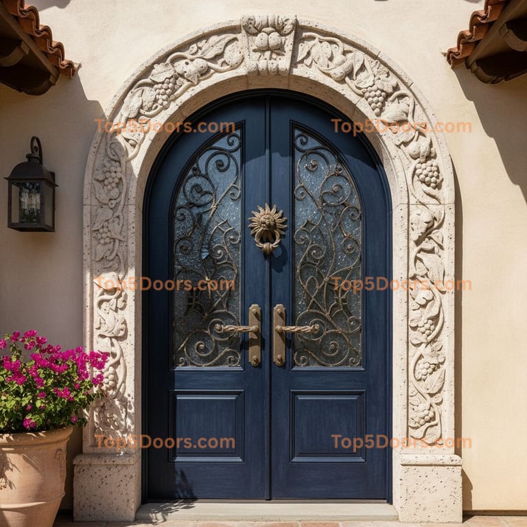 navy blue front door spanish colonial Door