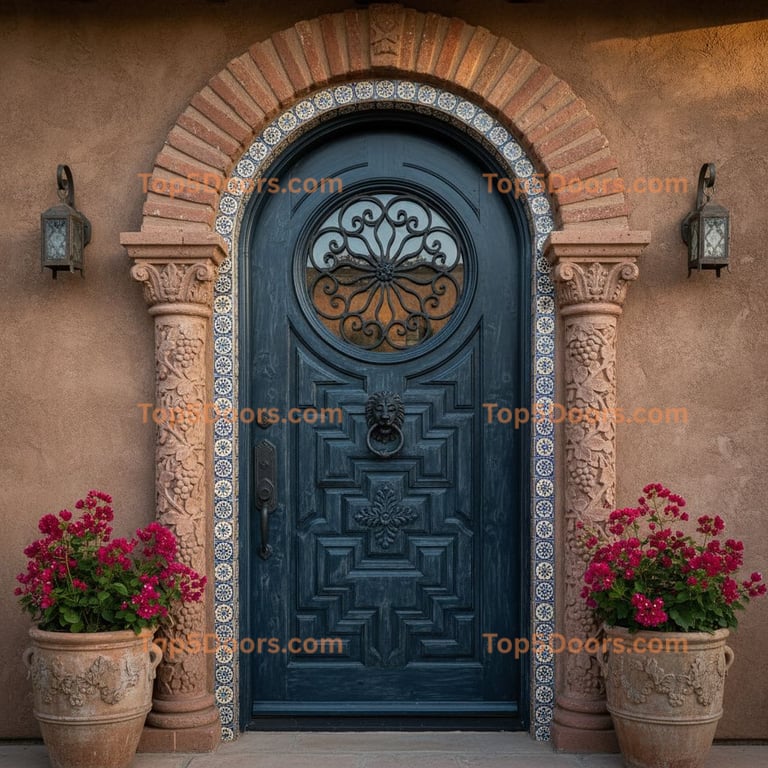 navy blue front door spanish colonial Door