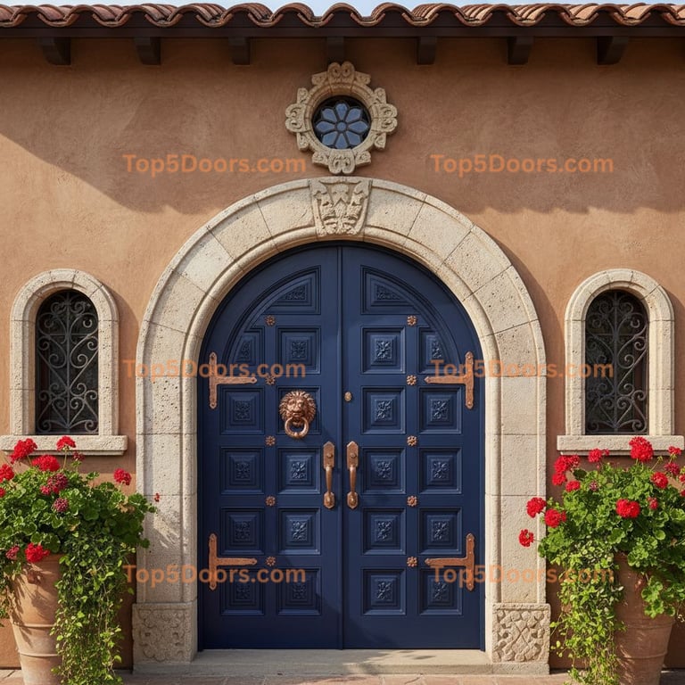 navy blue front door spanish colonial Door