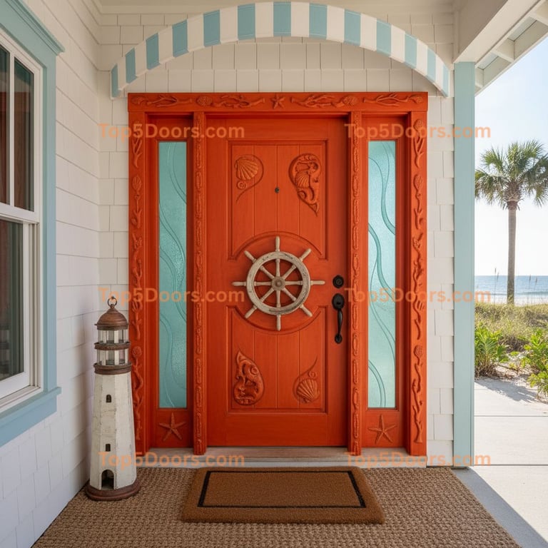 orange front door coastal Door