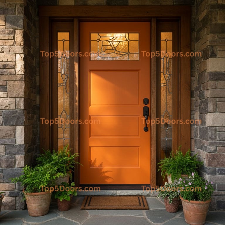 orange front door craftsman Door