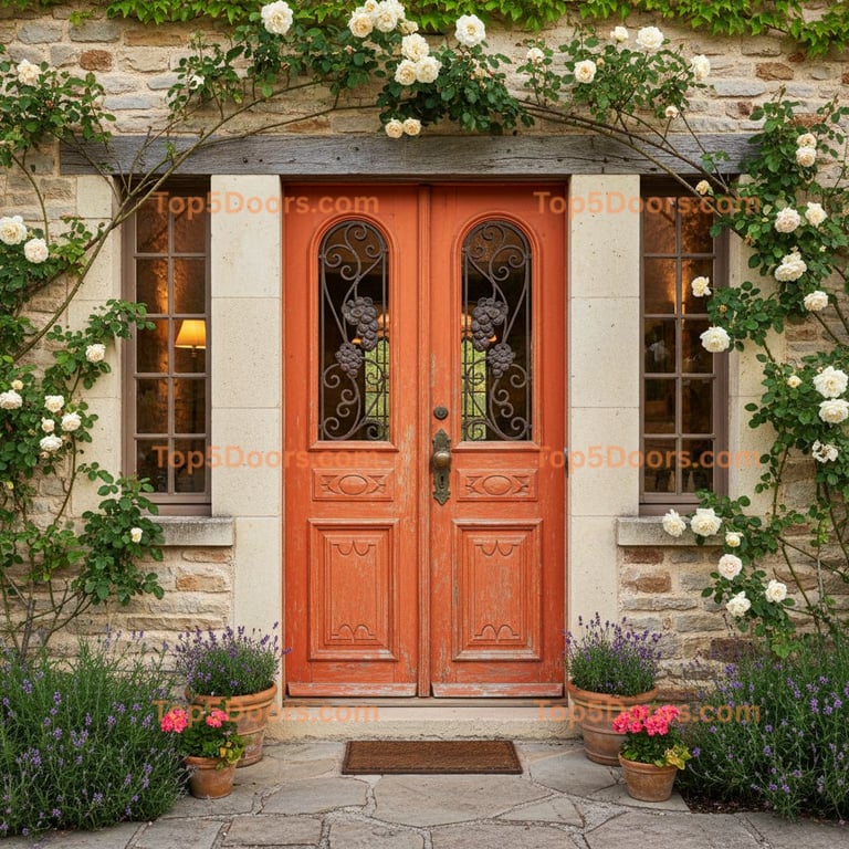 orange front door french country Door
