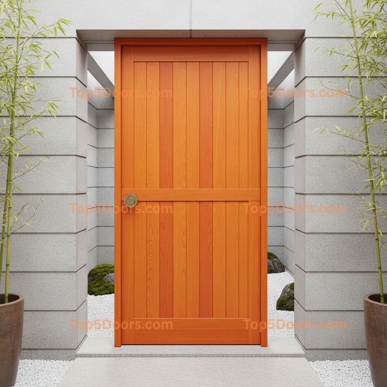 orange front door japanese zen Door