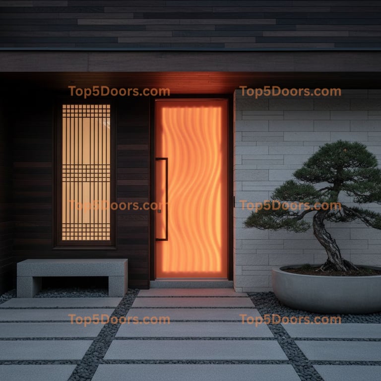 orange front door korean modern Door