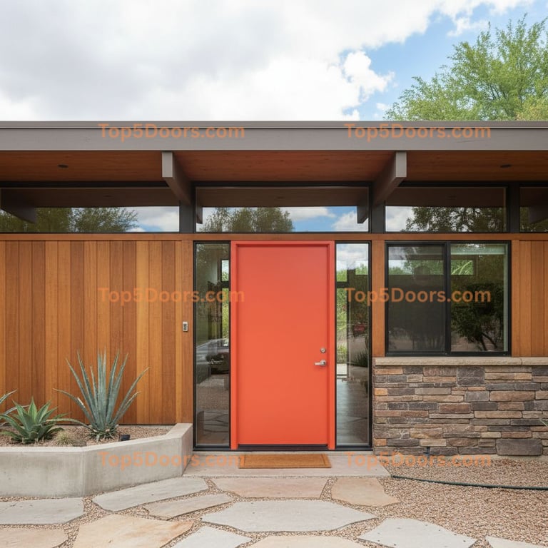 orange front door mid-century modern Door