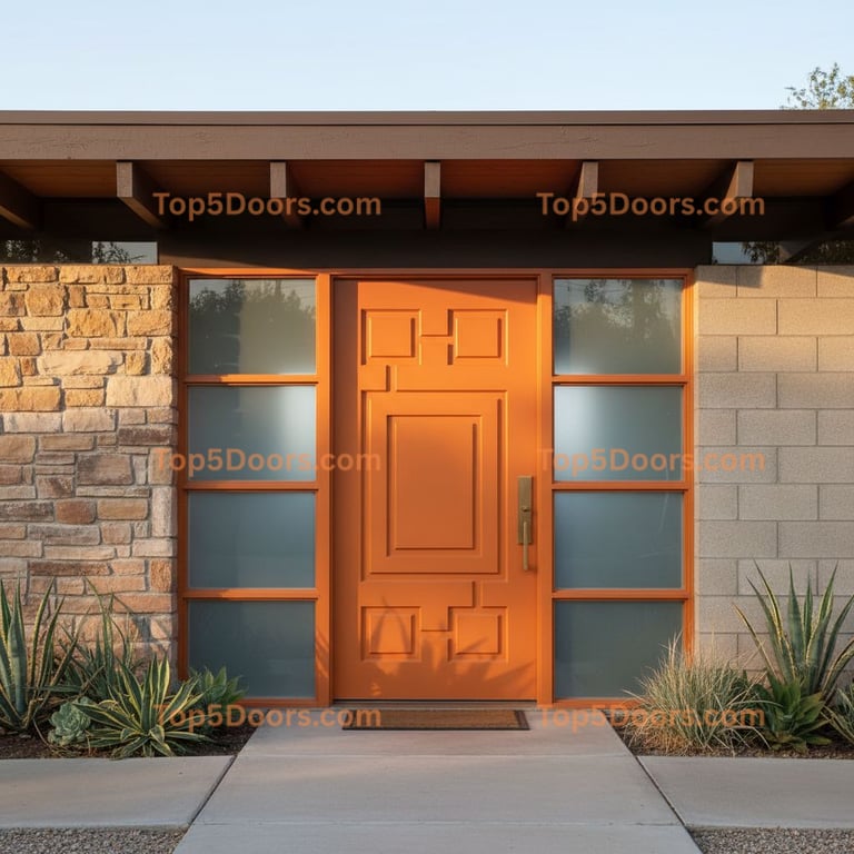 orange front door mid-century modern Door