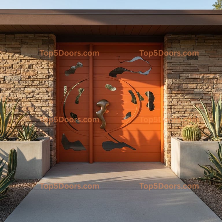 orange front door mid-century modern Door
