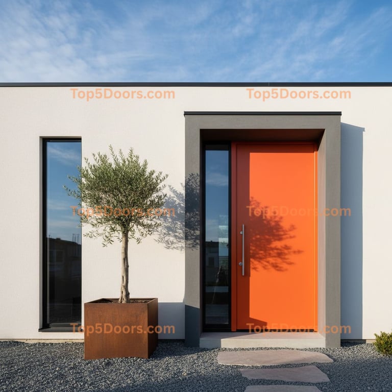 orange front door minimalist Door