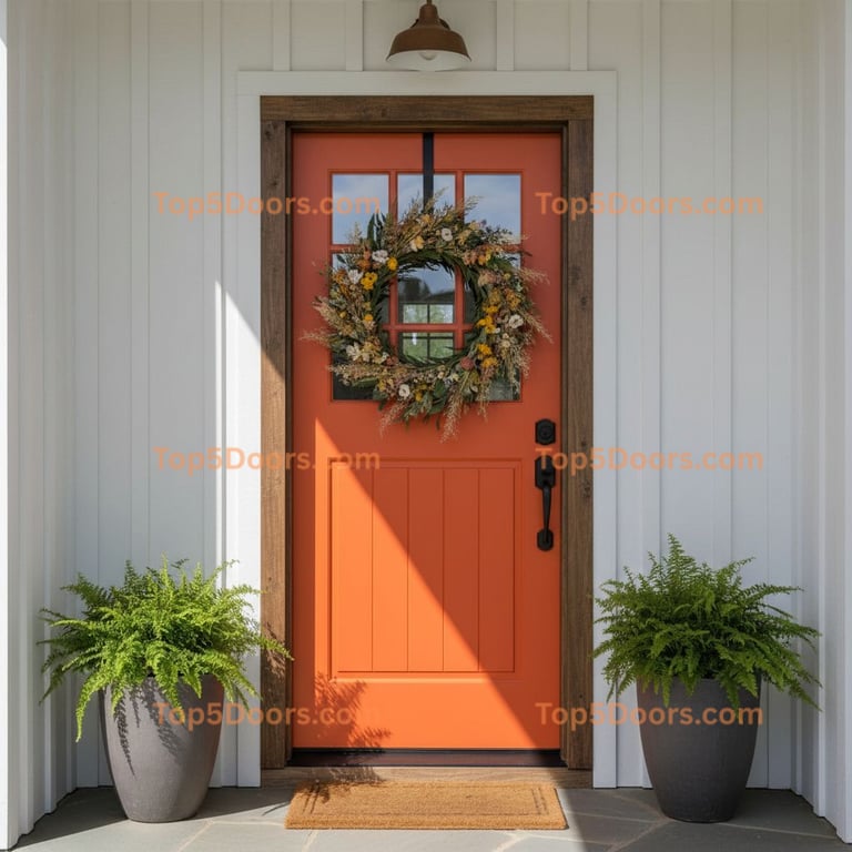 orange front door modern farmhouse Door