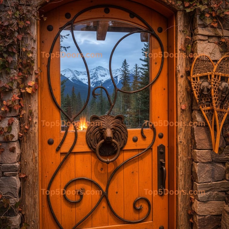 orange front door mountain lodge Door