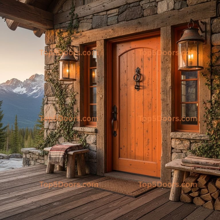 orange front door mountain lodge Door