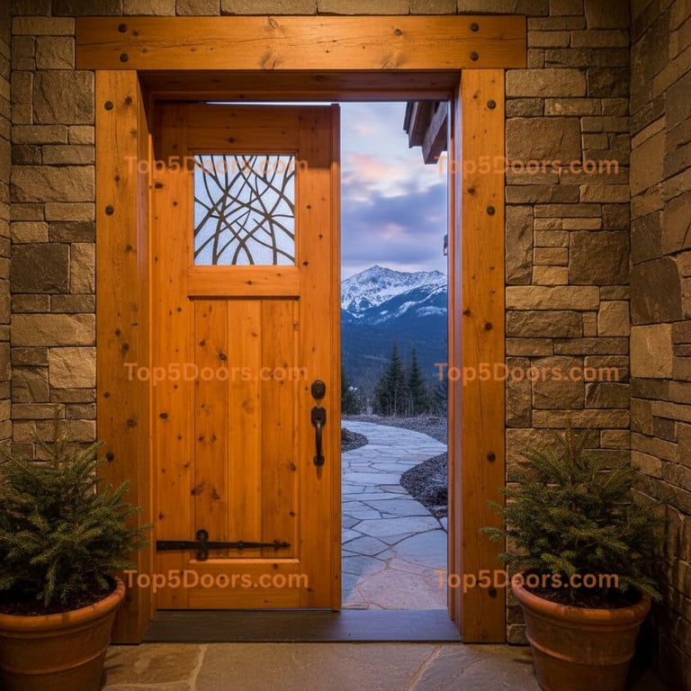 orange front door mountain lodge Door