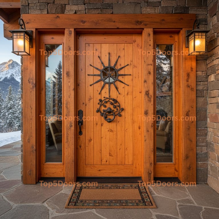orange front door mountain lodge Door