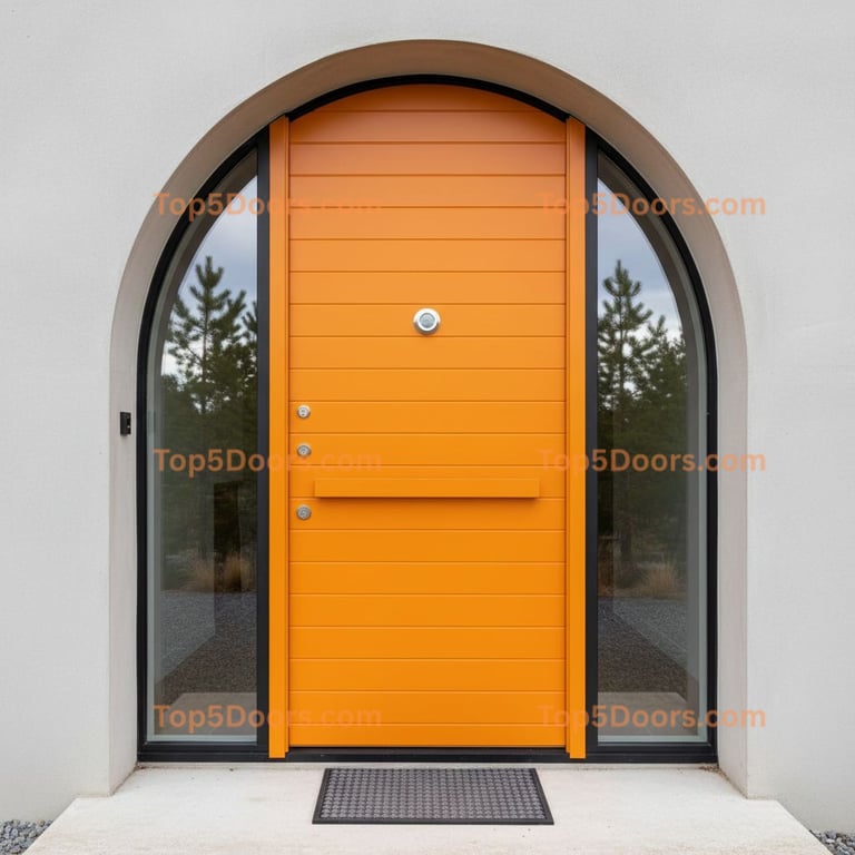 orange front door scandinavian Door