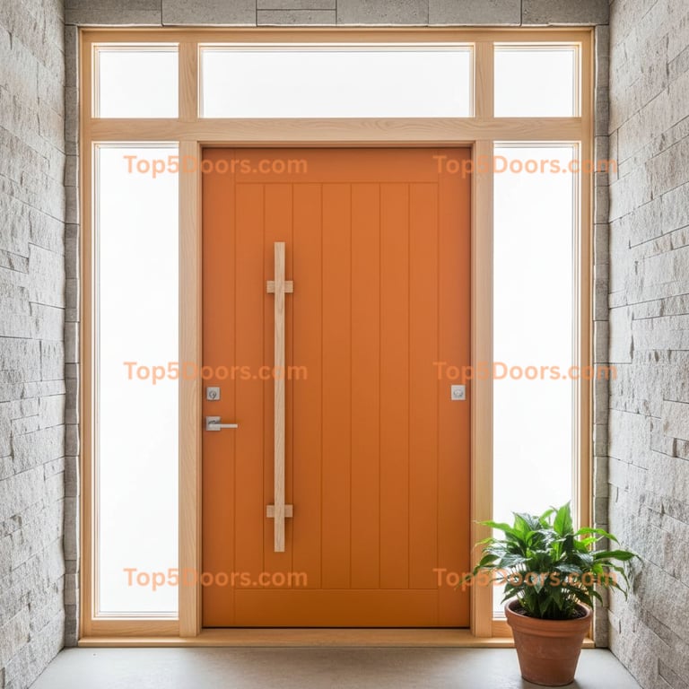 orange front door scandinavian Door