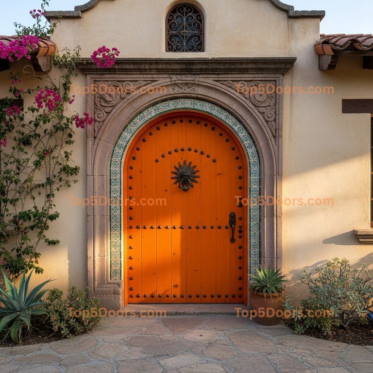 orange front door spanish colonial Door