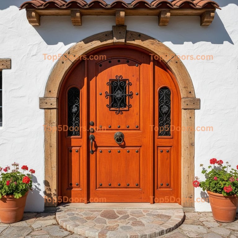 orange front door spanish colonial Door