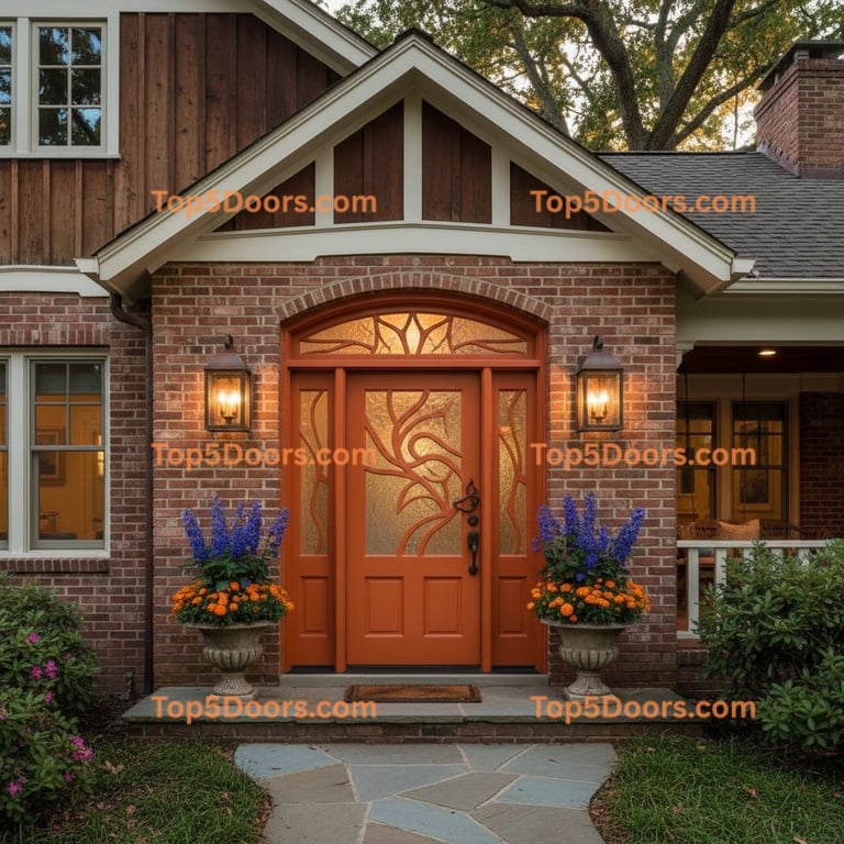 orange front door traditional american Door