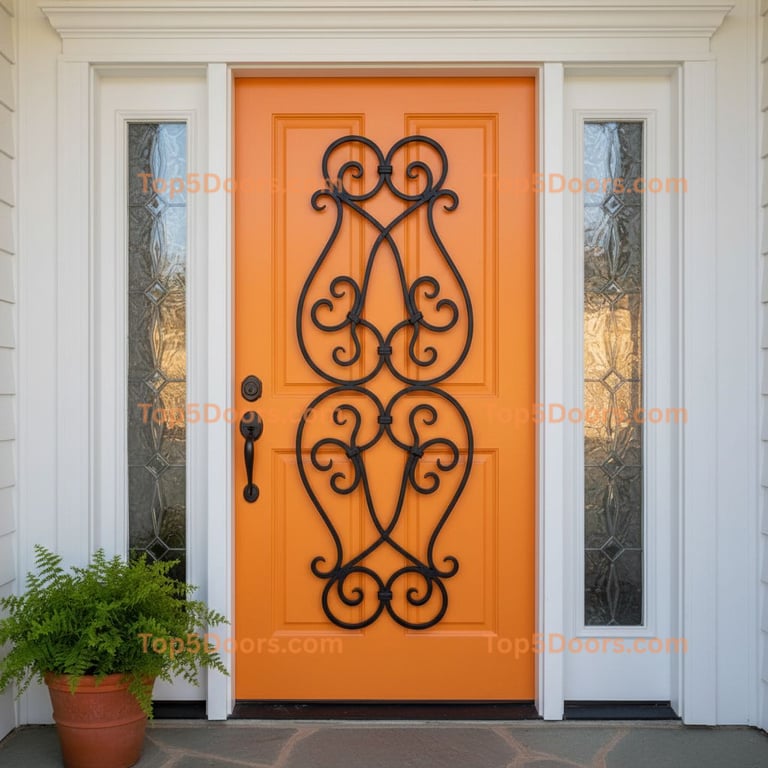 orange front door traditional american Door