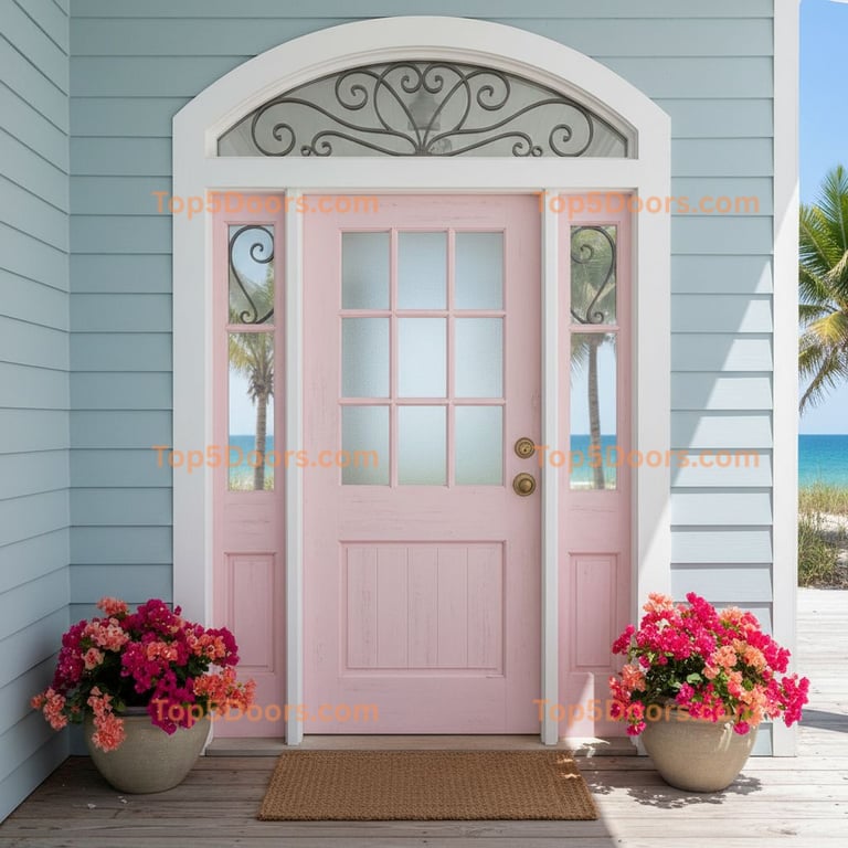 pink front door coastal Door