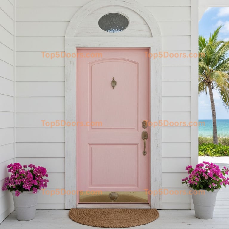 pink front door coastal Door