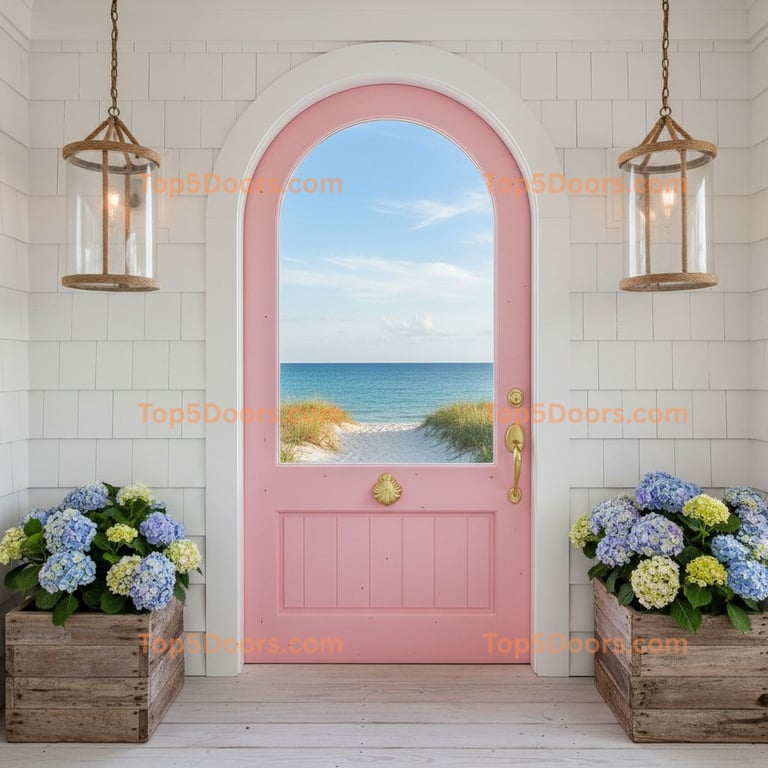 pink front door coastal Door